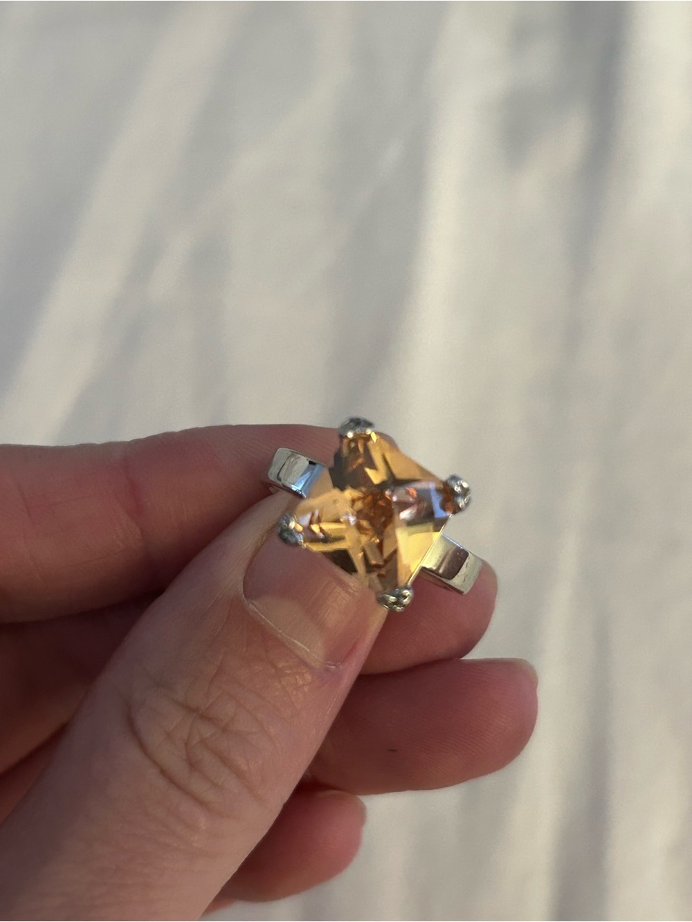 Champagne-Cut Crystal Ring in Silver-Tone Setting - Picture 3 of 6